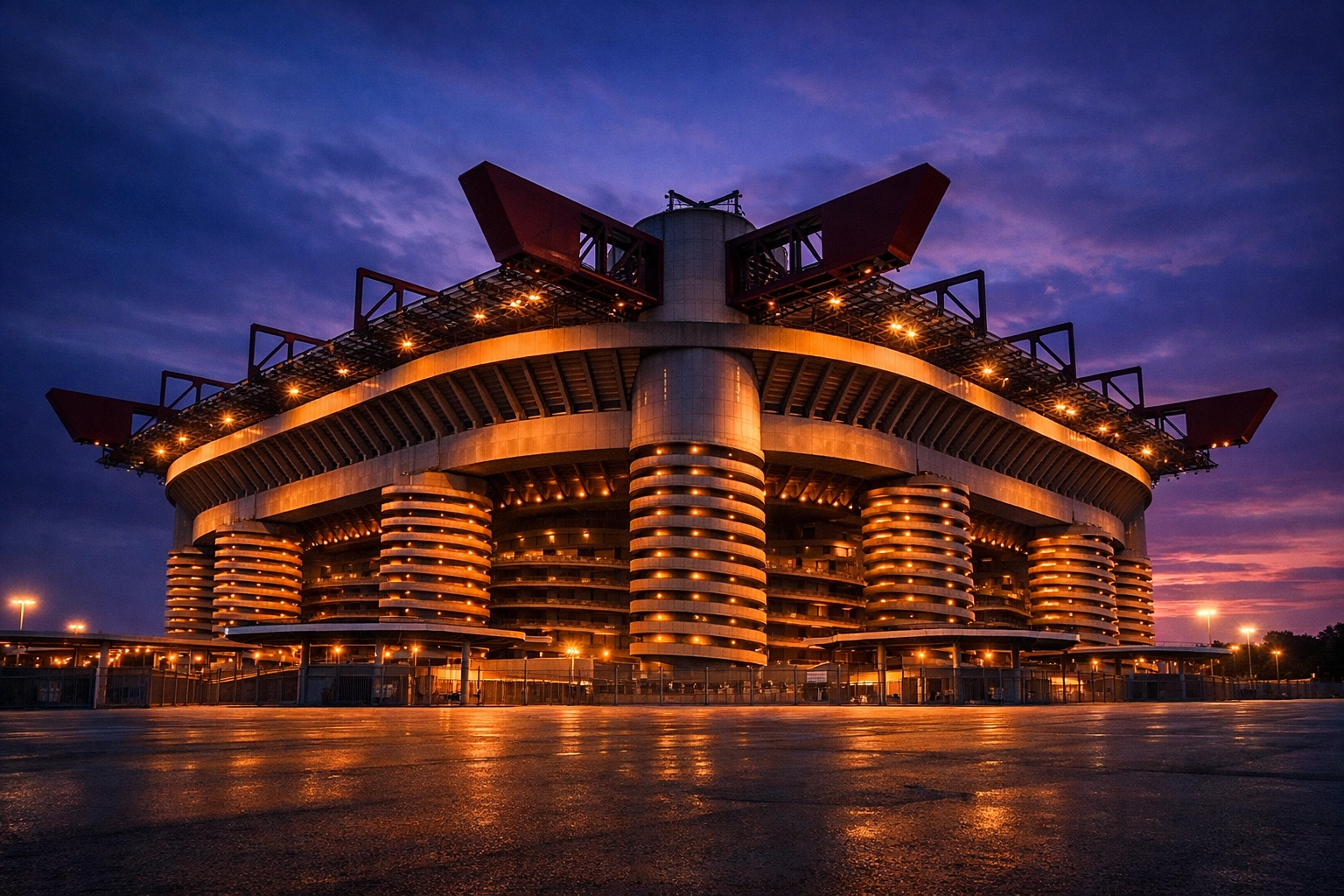 Das San Siro Stadion bei Nacht: Symbol für die Heimstärke von AC Milan gegen den FC Torino.