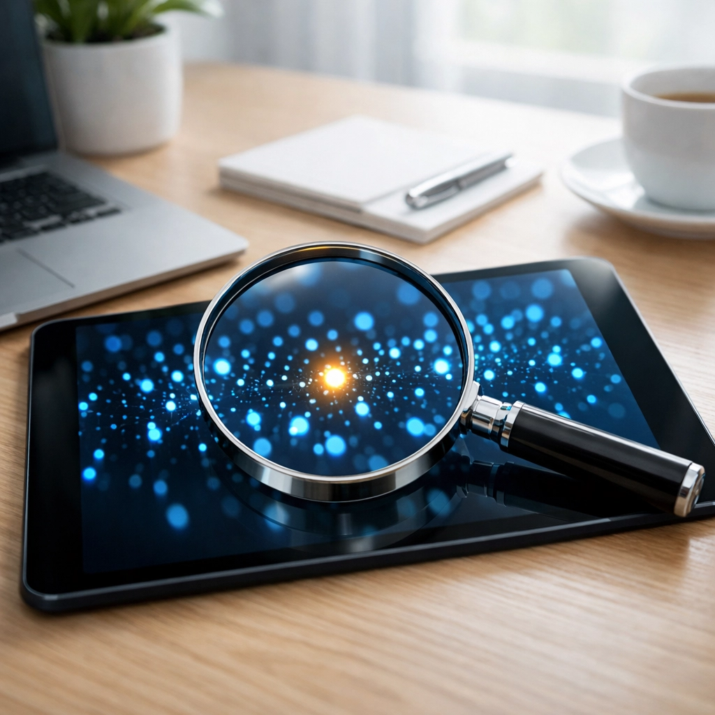 Eine Lupe identifiziert profitable Value Spots in einer statistischen Datenanalyse.