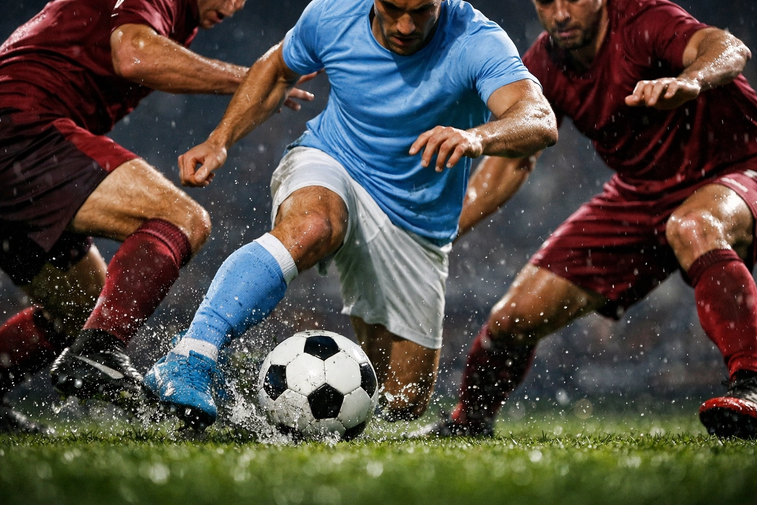 Taktische Spielszene: Manchester City Spieler im Zweikampf gegen West Ham United Verteidiger.