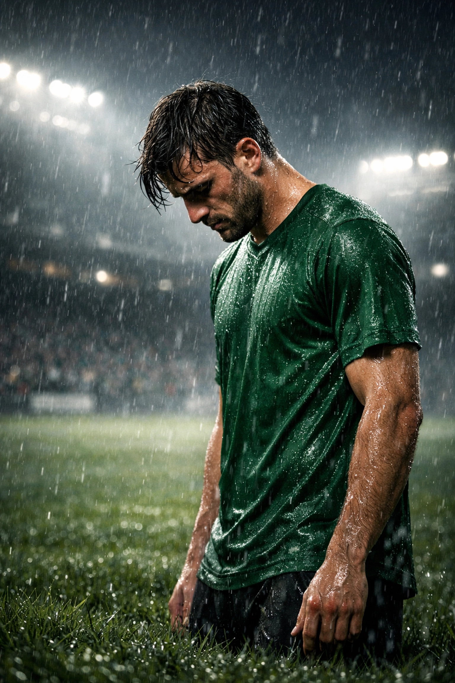 Frustrierter Spieler im grünen Trikot verdeutlicht den Wolfsburger Bundesliga Abstiegskampf.