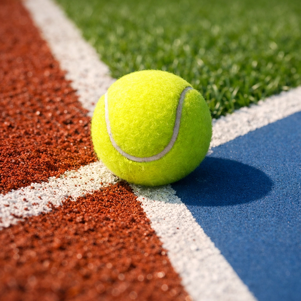 Vergleich der Tennis-Platzoberflächen Sand, Rasen und Hartplatz für die ATP-Analyse.