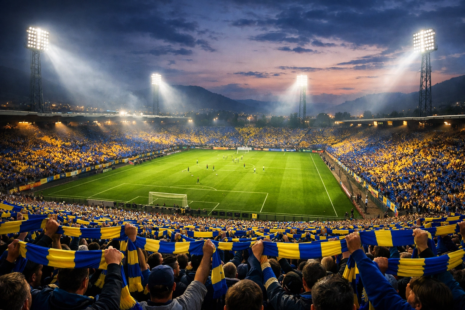 Atmosphäre im Stadion Zenica beim WM-Qualifikationsspiel Bosnien-Herzegowina gegen Italien.