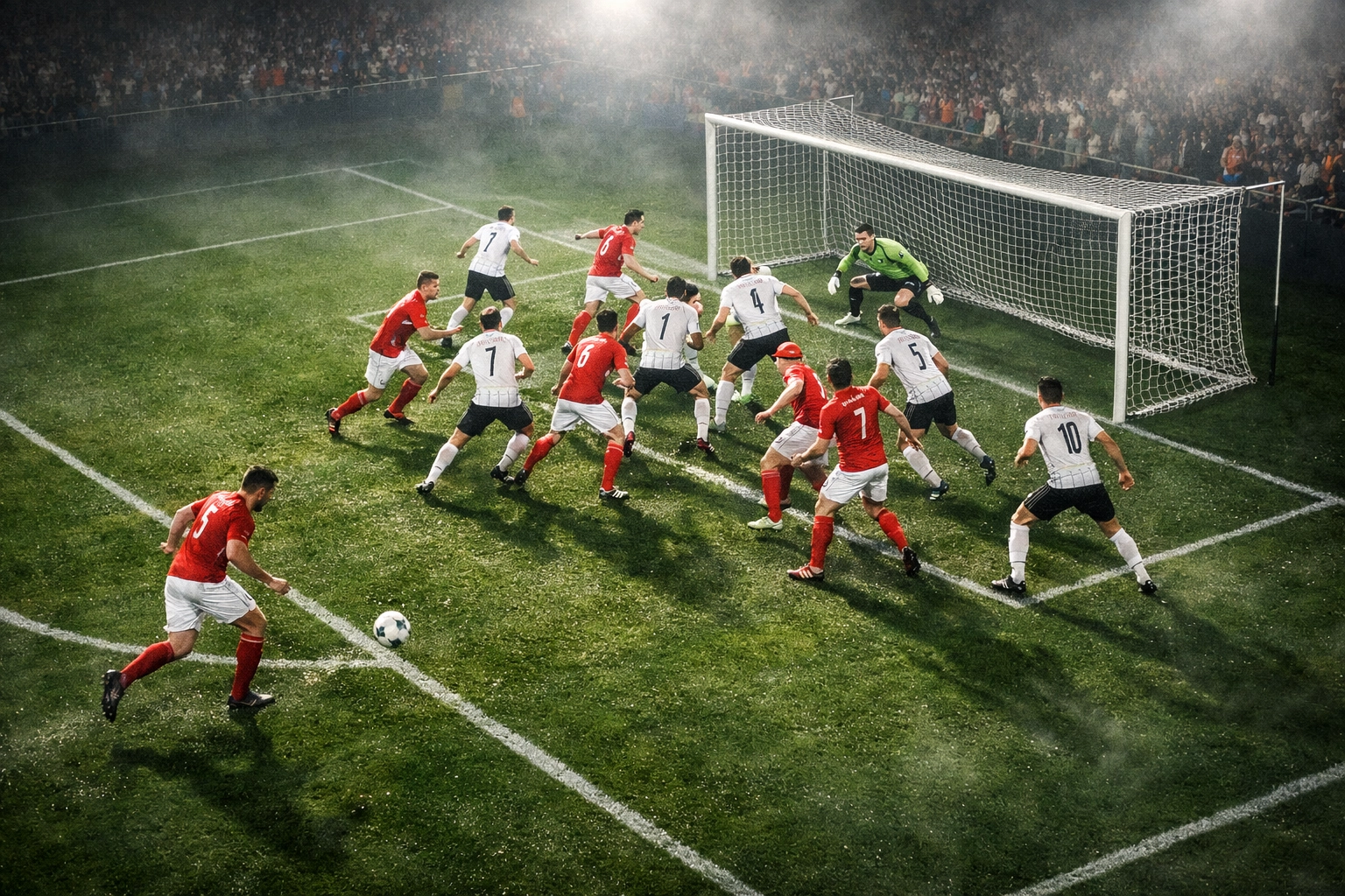 Druckphase im Strafraum mit vielen Ballkontakten als In-Play Trend für Tore und Over-Wetten