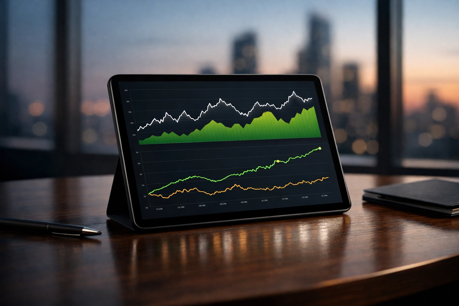 Tablet mit Analyse-Dashboard für E-Sports Quoten und Markt Prognosen.