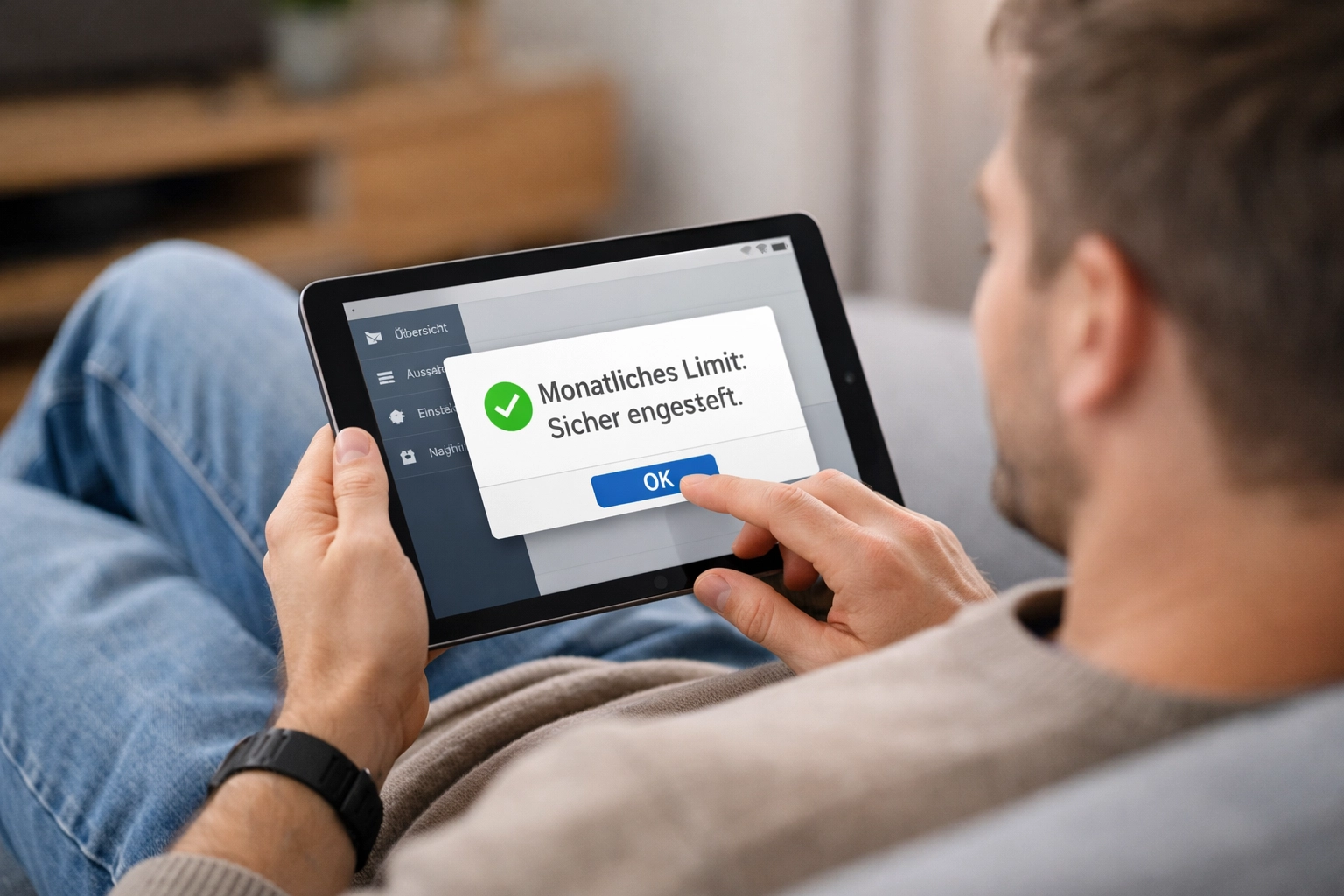 Sicherer sportwetten vergleich durch eingestellte Einzahlungslimits auf einem Tablet.