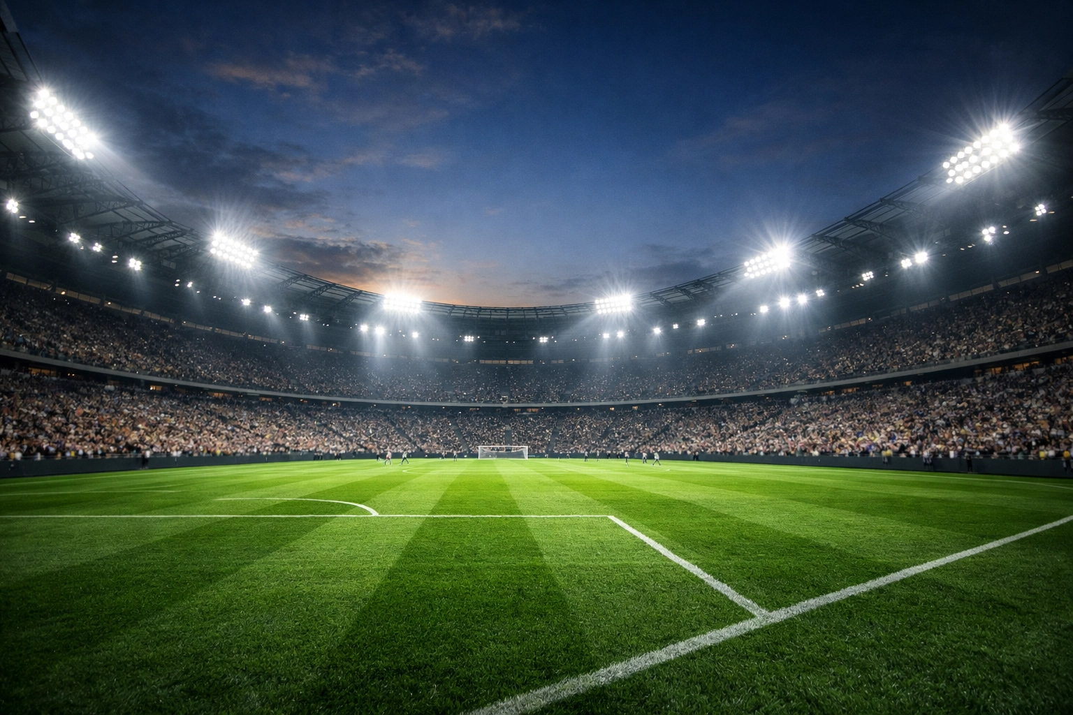 Modernes Fußballstadion bei Nacht als Kulisse für massive Quotenbewegungen und Marktanalysen.