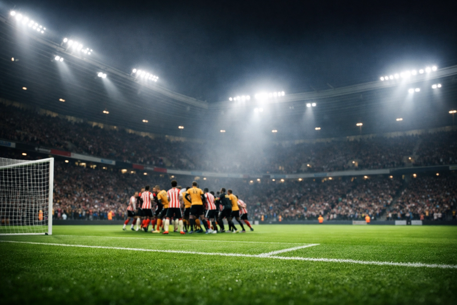 Fußball Prognose für Brentford gegen Wolves in einem hell erleuchteten Premier League Stadion.