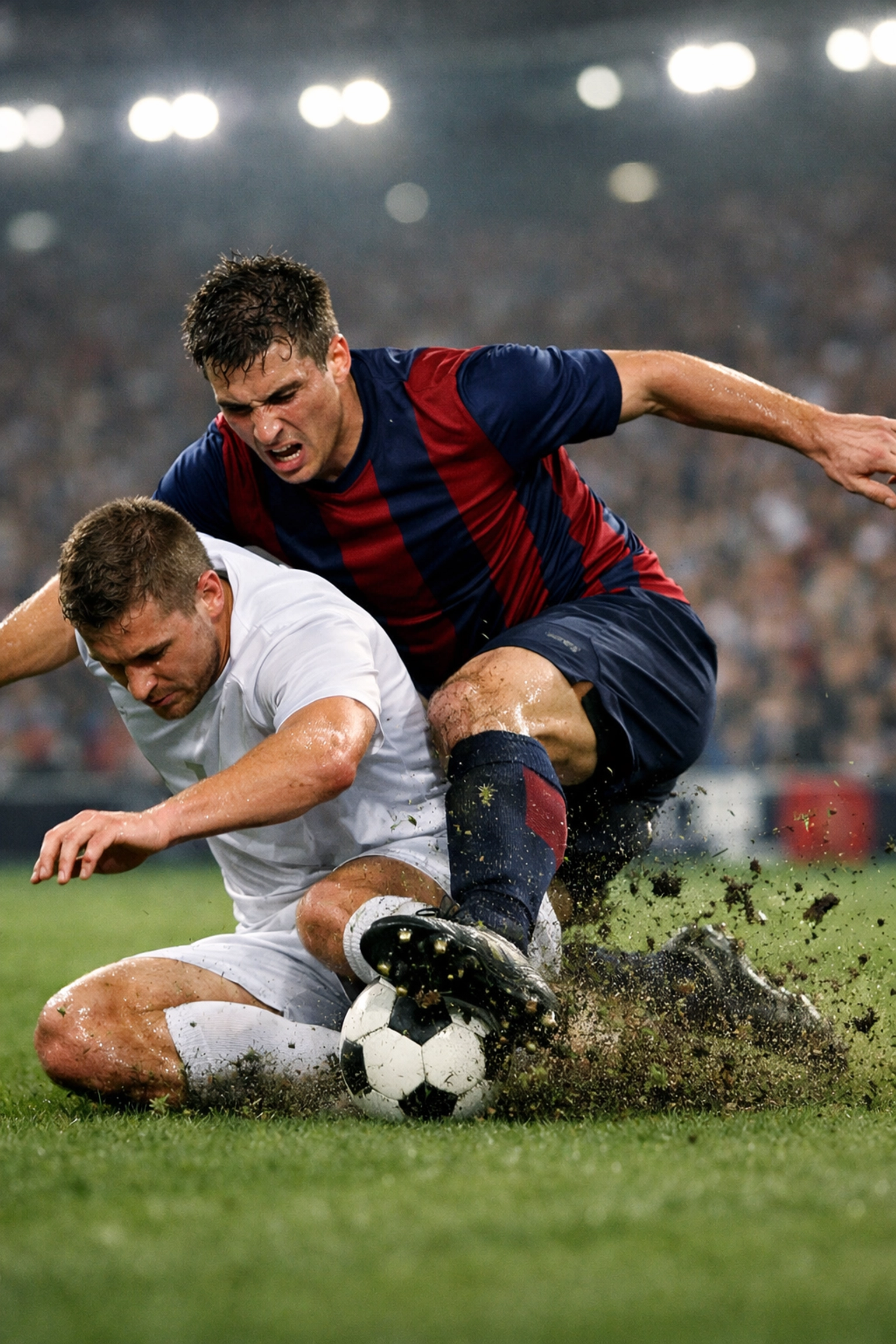 Intensive Zweikampfszene und taktisches Pressing im Spiel FC Barcelona gegen Sevilla.