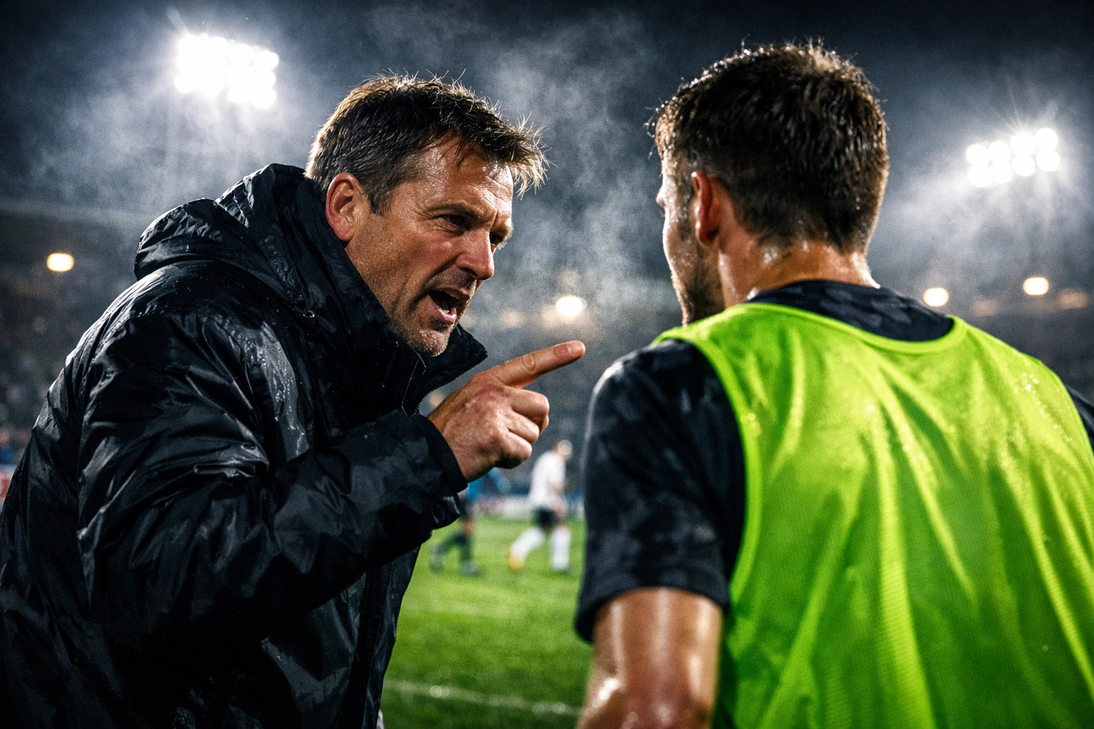 Trainer gibt taktische Anweisungen für einen Spielerwechsel zur Analyse moderner Live Trends