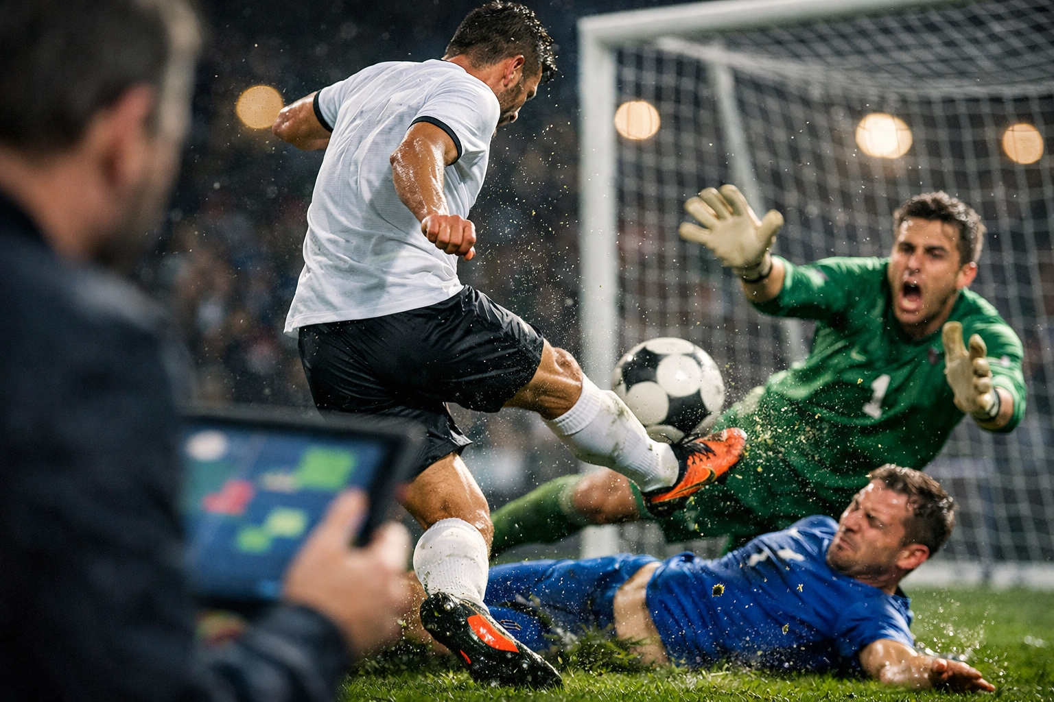 Abschluss im Strafraum mit Torwartparade, Big-Chance-Moment für xG-Analyse und Live-Entscheidungen