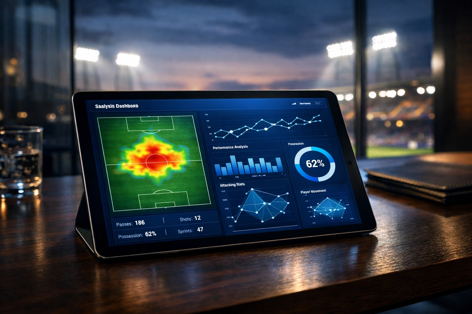 Digitale Fußball-Statistiken und xG-Analyse auf einem Tablet für das Spiel Nürnberg gegen Kaiserslautern.