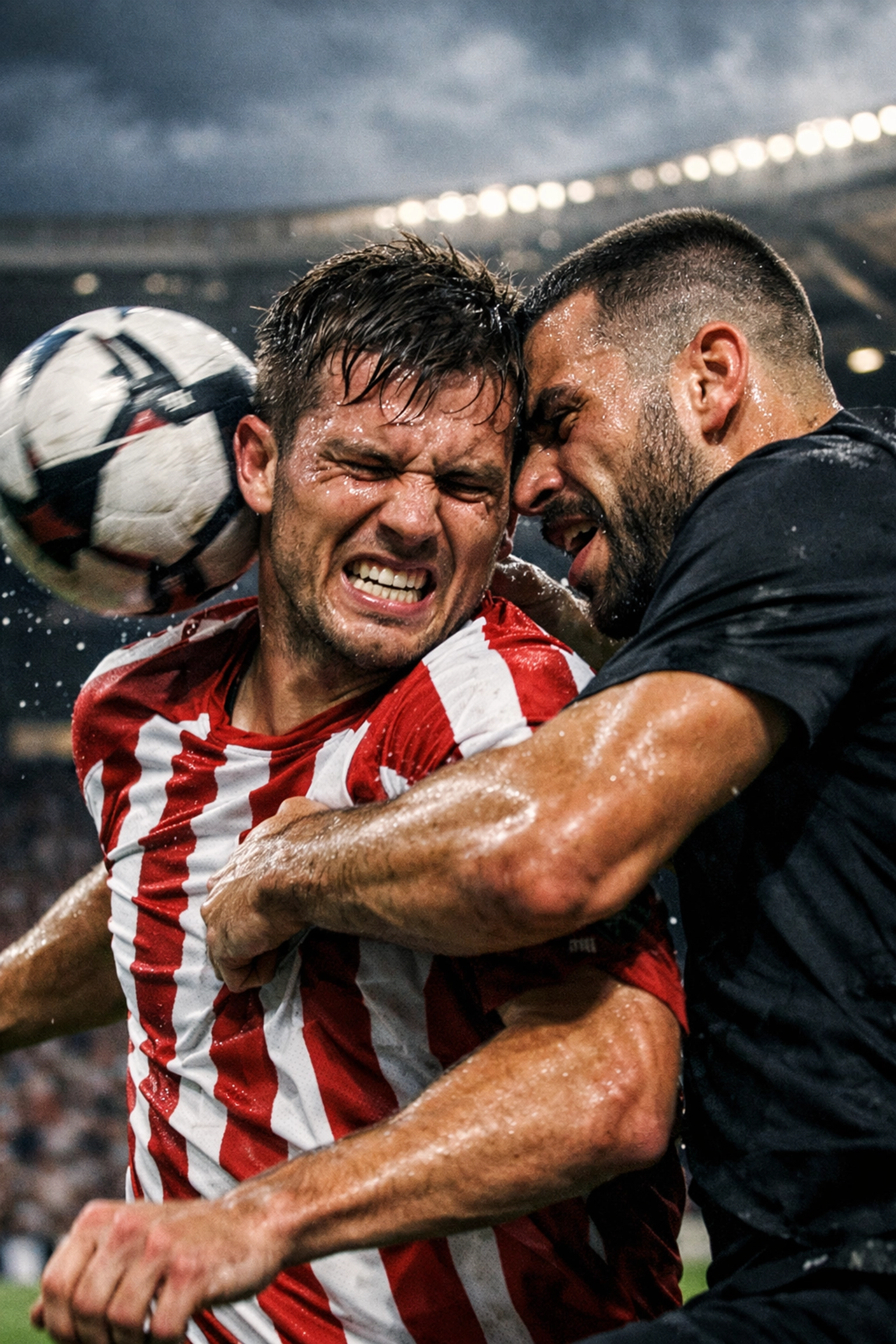 Intensiver Zweikampf beim La Liga Derby von Atlético Madrid im Metropolitano Stadion