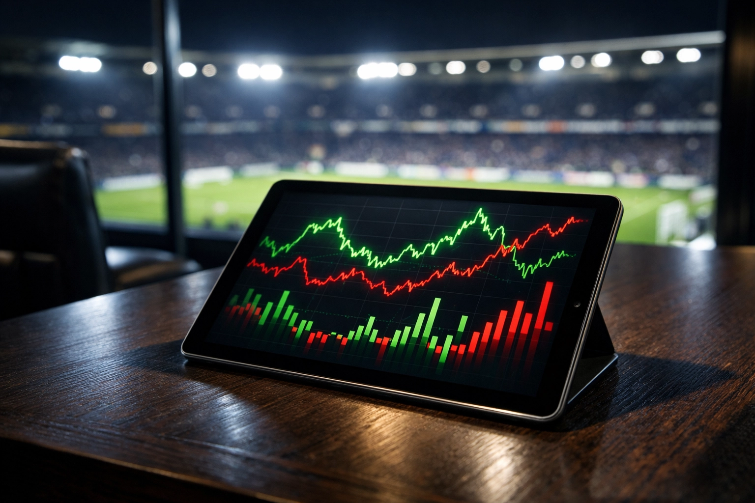 Analyse von Marktveränderungen und Quoten auf einem Tablet für Fussball Prognosen heute.
