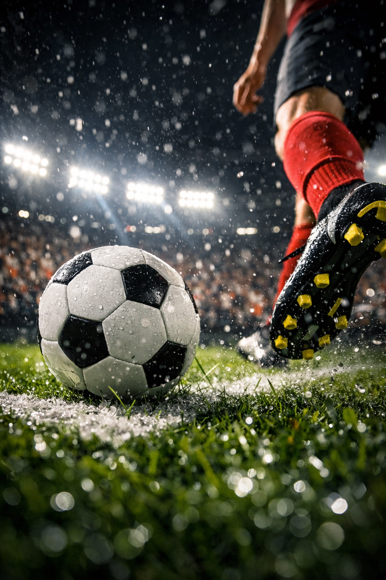 Fußballspieler bei einem Eckball im Stadion für Micro-Betting-Analysen in Echtzeit.