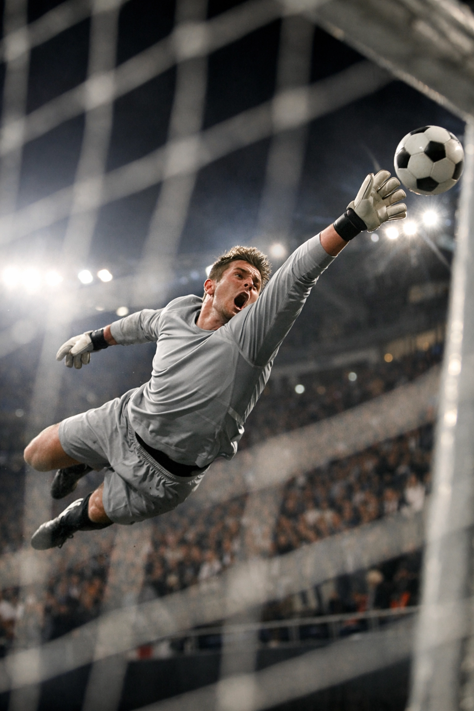 Ein Torhüter streckt sich vergeblich nach einem Schuss zur Bundesliga Analyse Bayern gegen Gladbach.