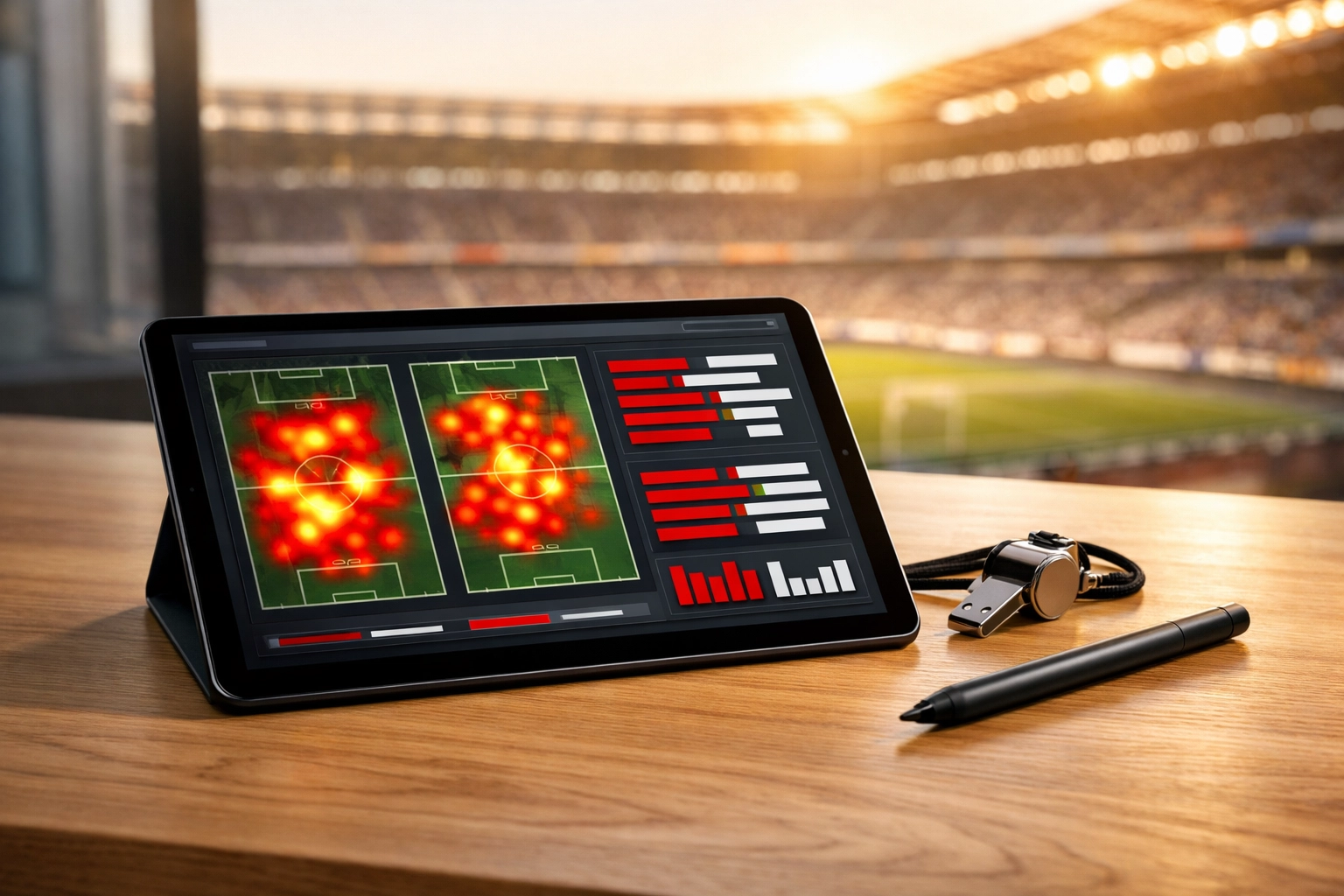 Digitales Dashboard mit Fußball-Statistiken zur Berechnung von xG-Werten und Erfolgswahrscheinlichkeiten.
