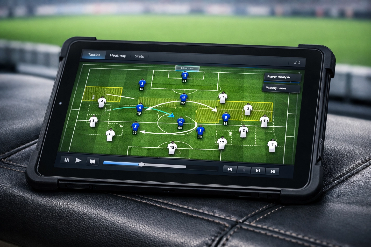 Taktische Analyse der Formationen für das Länderspiel Bosnien gegen Italien auf einem Tablet.