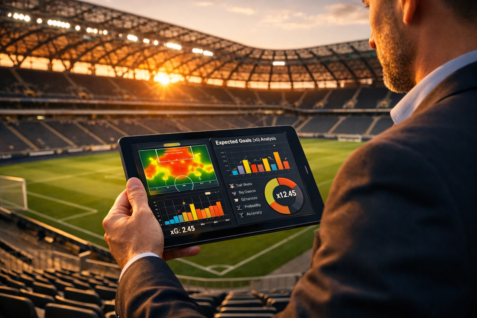 Datenbasierte Analyse von xG-Statistiken zur Identifizierung von Value im Fußballstadion.
