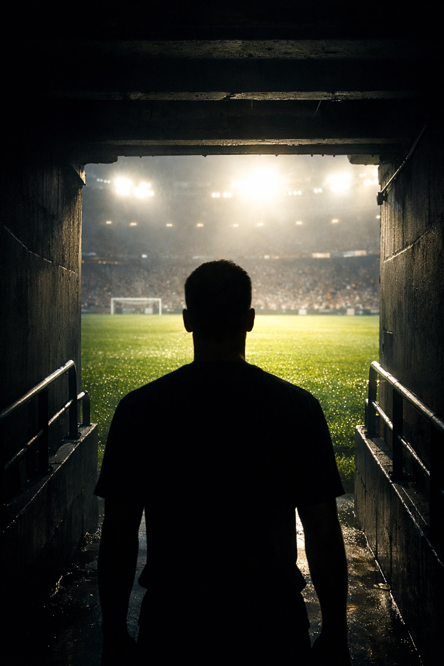 Blick aus dem Stadiontunnel auf den Rasen vor dem Premier League Spiel Newcastle gegen Man Utd.