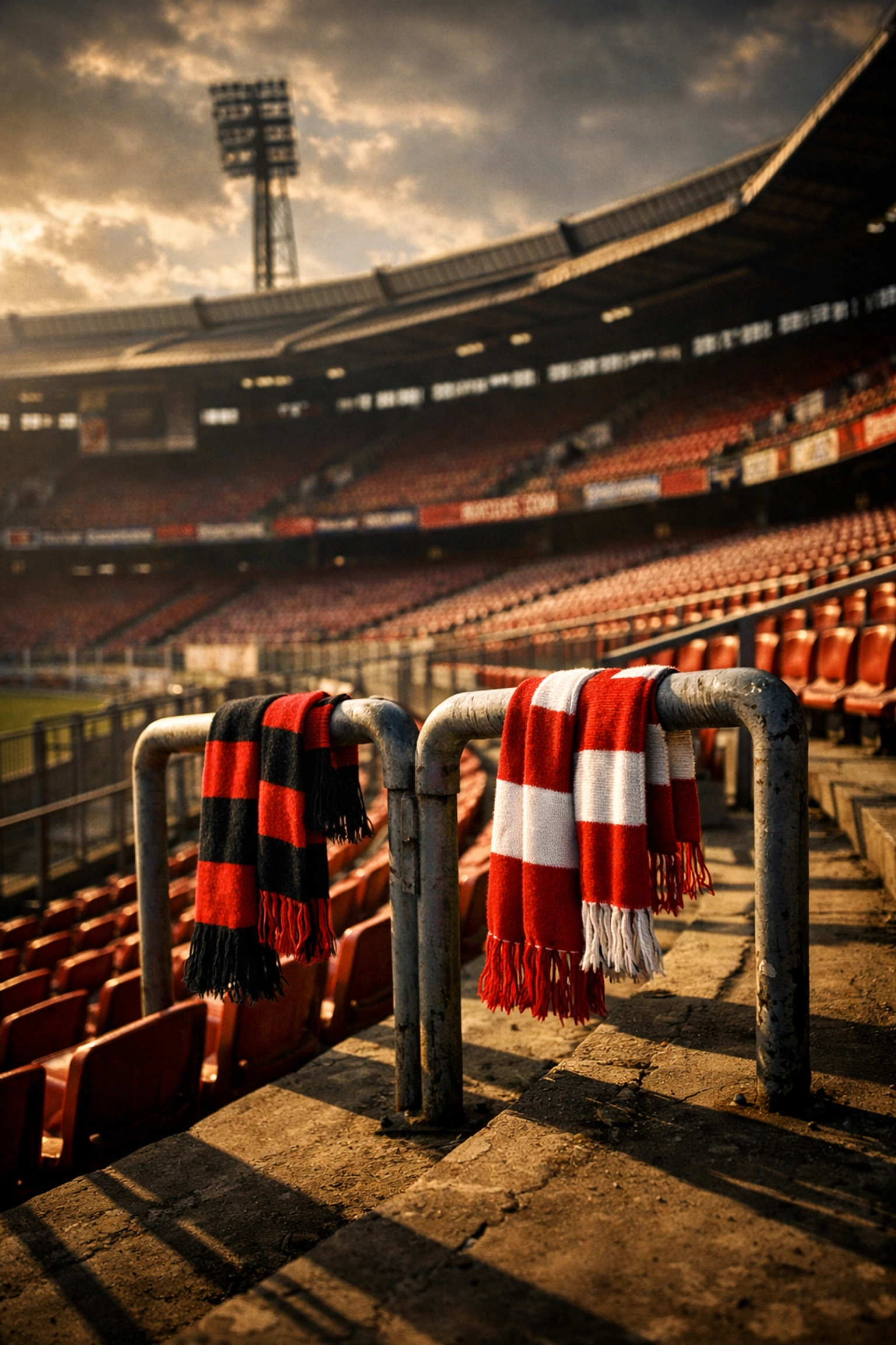 Fanschals vom 1. FC Nürnberg und Kaiserslautern im Stadion vor dem Traditionsduell.