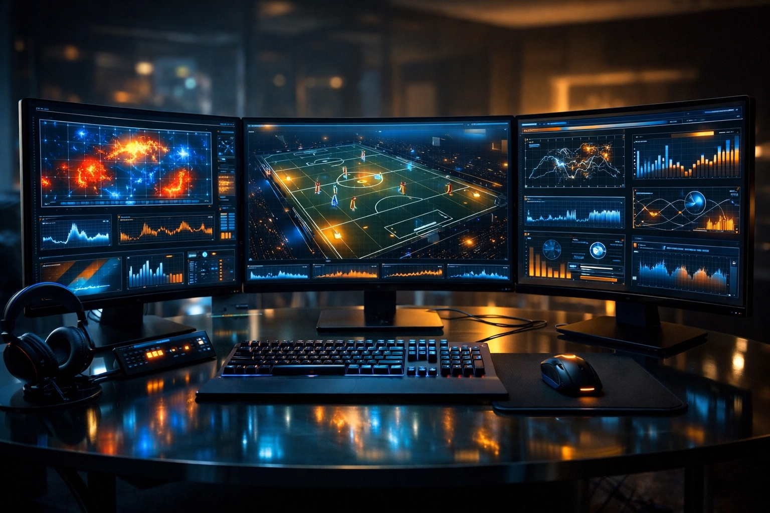 Professionelle Workstation für Live E-Sports Analysen mit Echtzeit-Datenvisualisierung und Telemetrie.