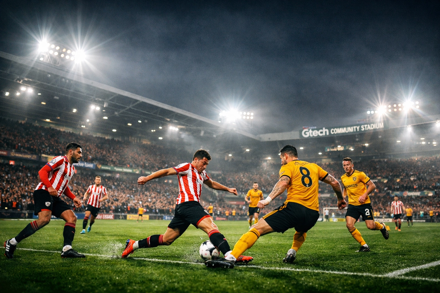 Brentford gegen Wolverhampton Wanderers Premier League Spielszene im Gtech Stadium.