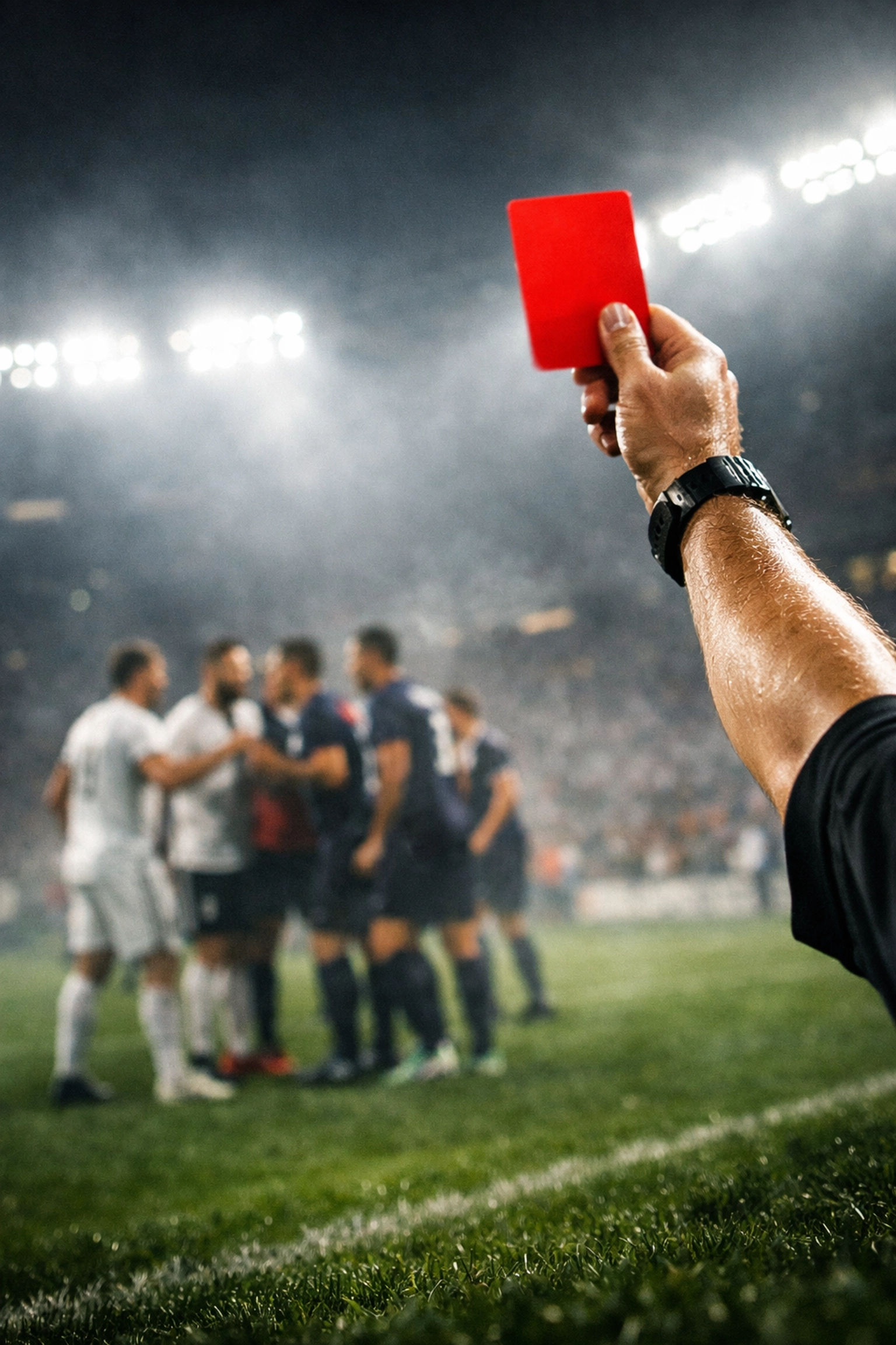 Rote Karte in einem Fußballspiel – Analyse von Marktreaktionen bei In-Play-Wetten.