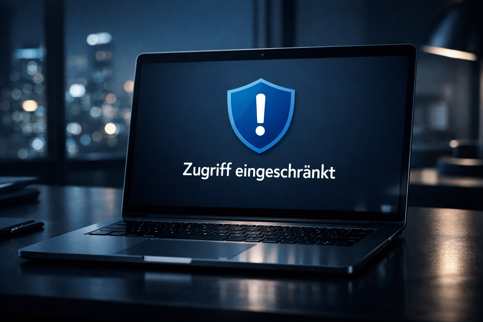 Laptop-Bildschirm mit Zugriffsbeschränkung zur Illustration von IP-Blocking und GGL Regulierung Trends.