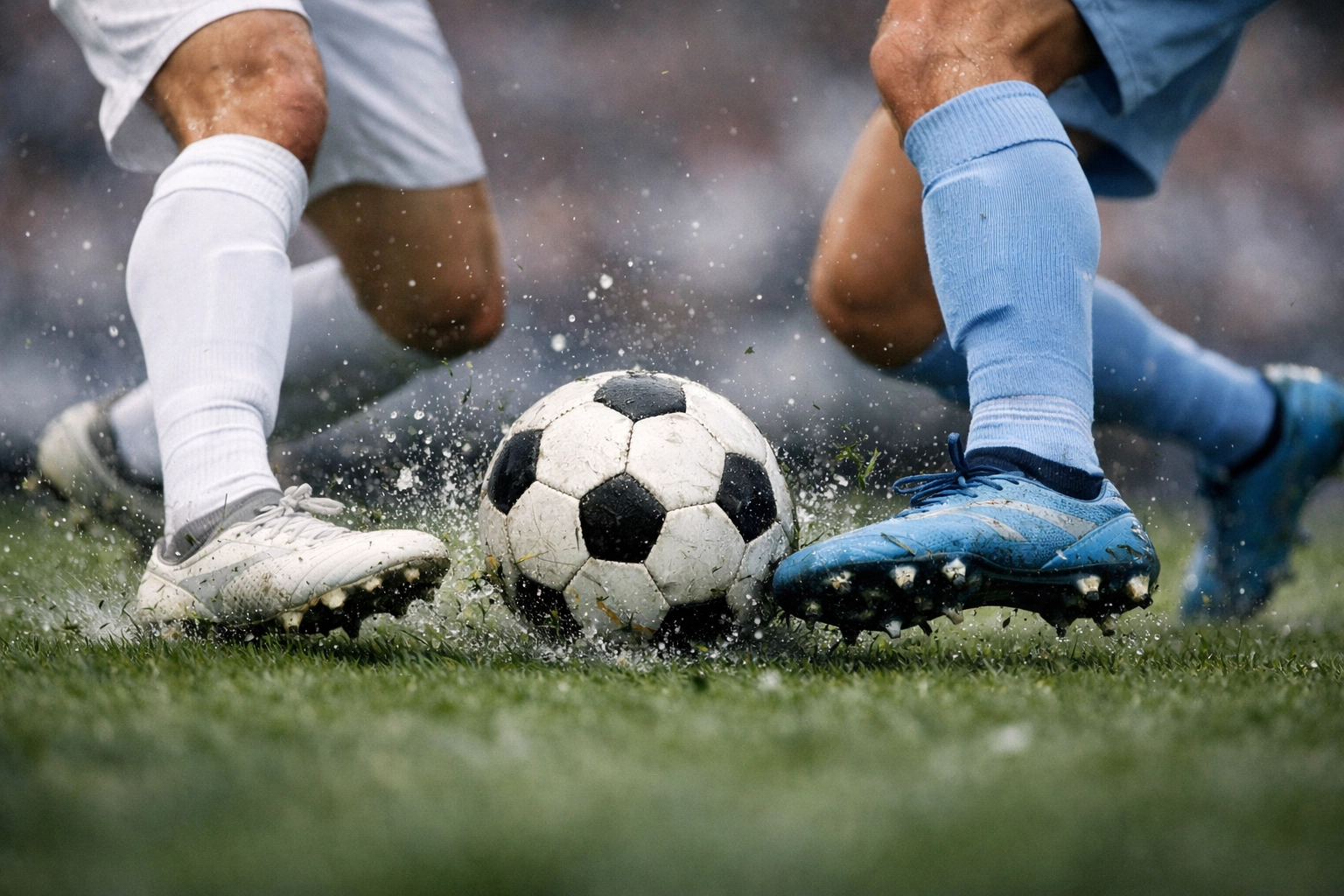 Intensiver Zweikampf um den Ball im Spiel Real Madrid gegen Manchester City.