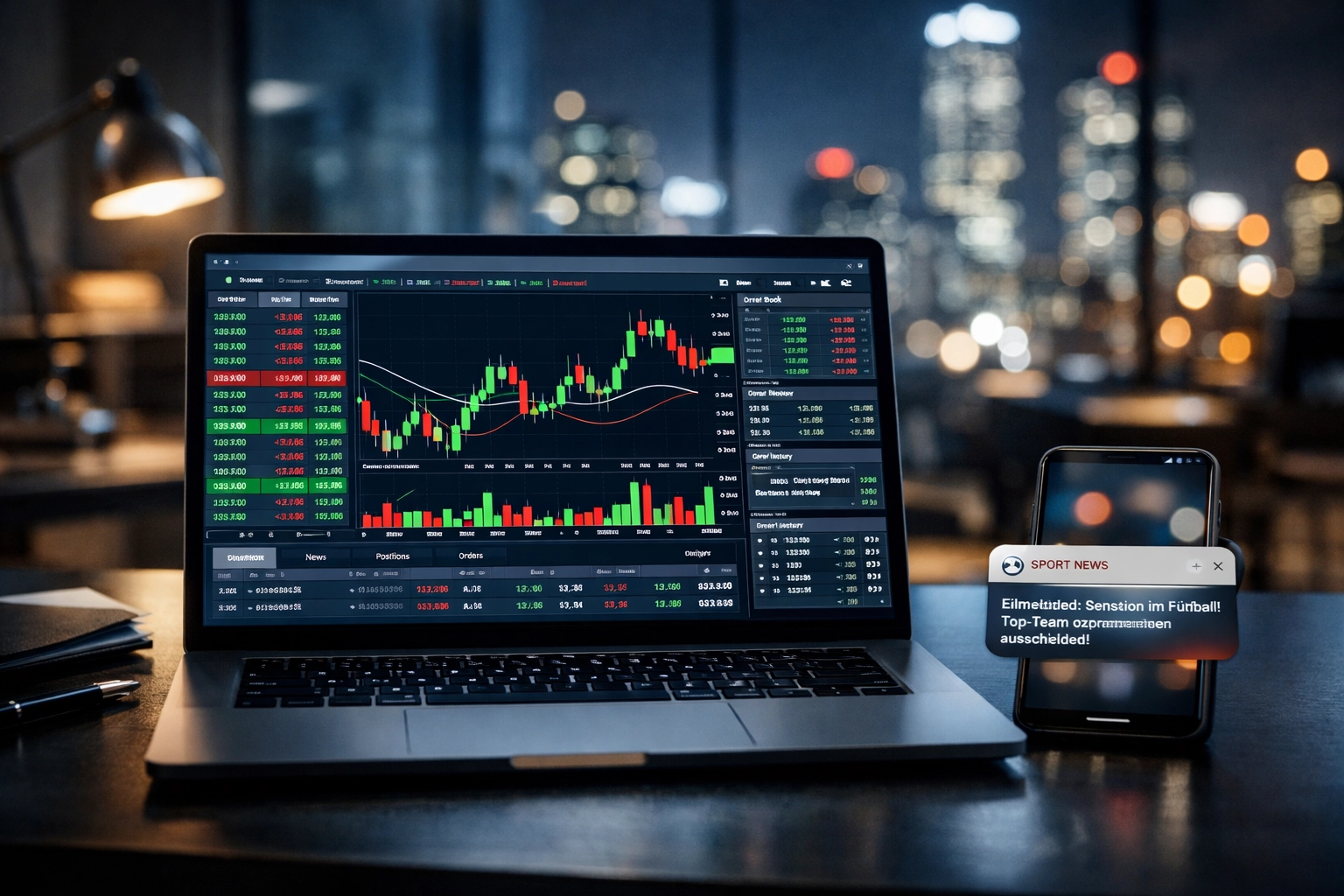 Analyse von Quotenbewegungen und Markttrends am Arbeitsplatz eines Analysten.