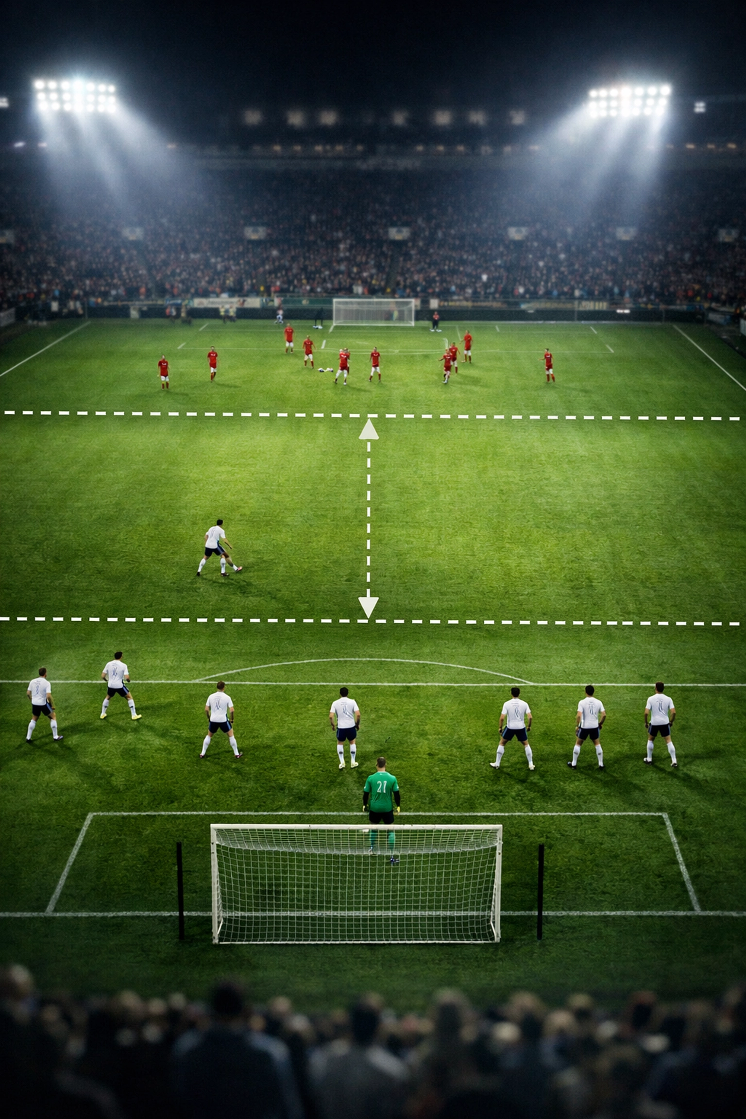 Taktische Analyse eines Fußballspiels mit Fokus auf Formationen und Lücken für Live-Wetten.