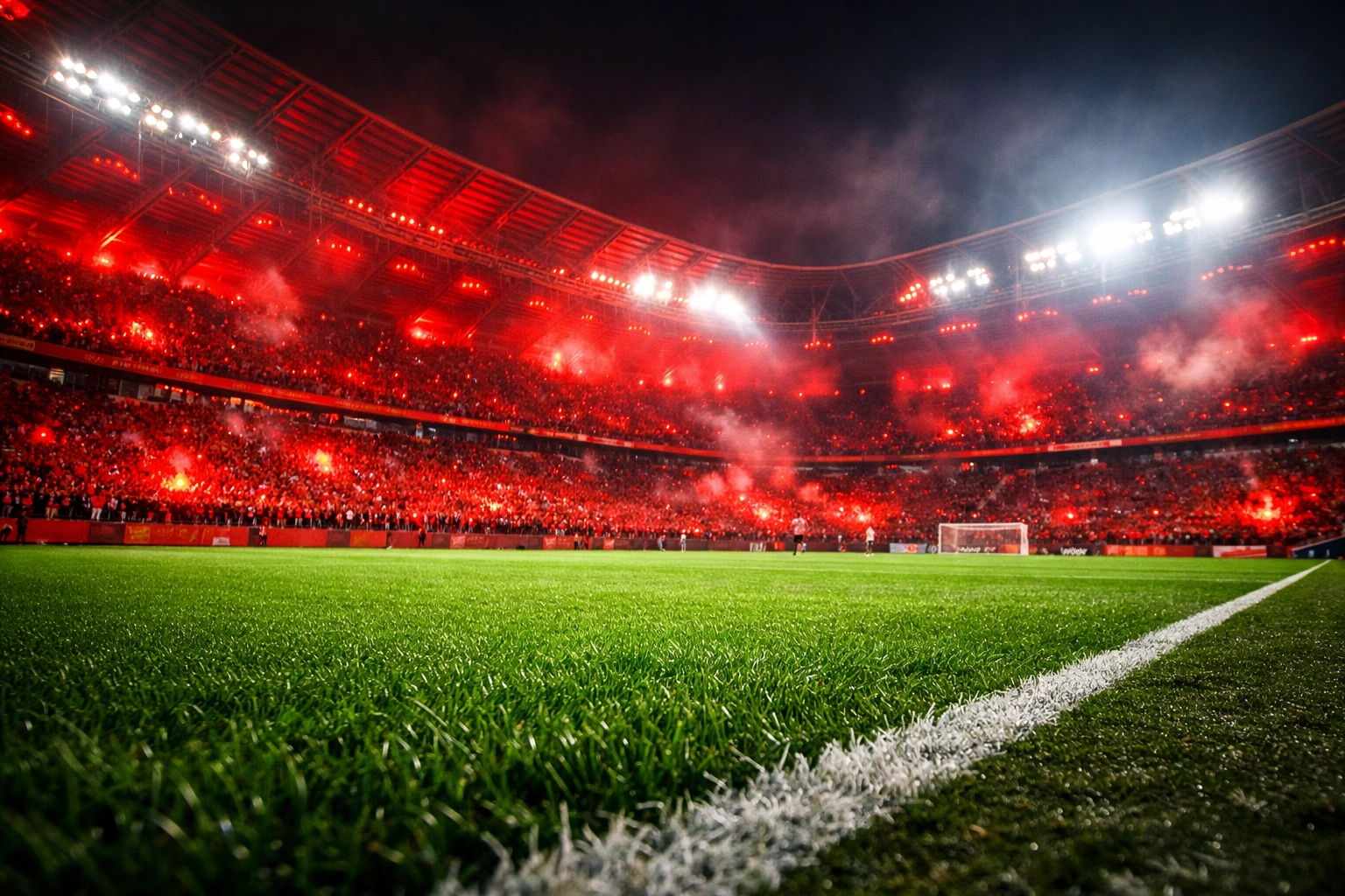 Die hitzige Atmosphäre im Samsun Yeni 19 Mayıs Stadyumu vor dem Spiel gegen Rayo Vallecano am 12.03.2026.