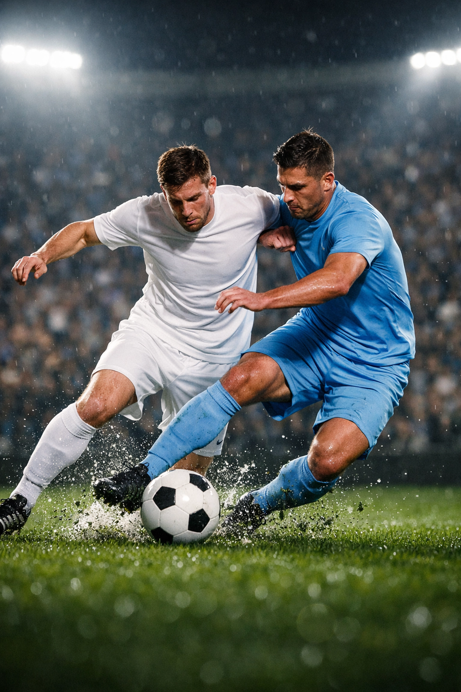 Intensiver Zweikampf im Mittelfeld bei der Champions League Begegnung Real Madrid gegen Manchester City.