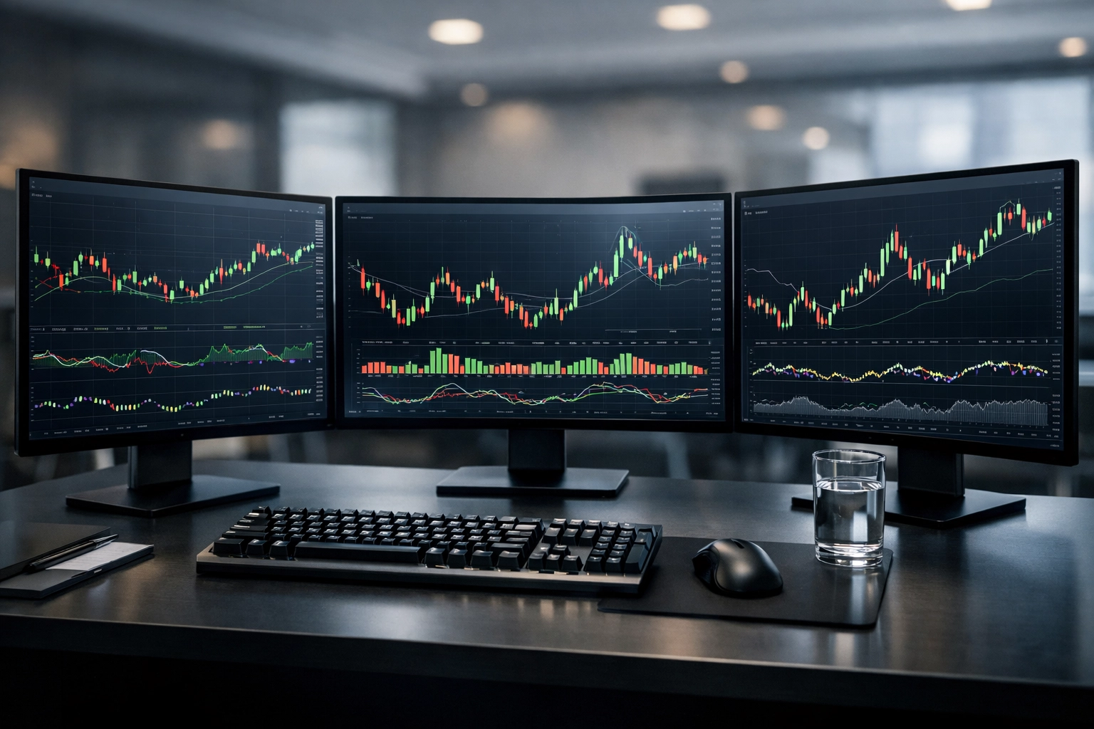Datenbasierte Quotenanalyse und Visualisierung von Markttrends an einem modernen Analysten-Arbeitsplatz.