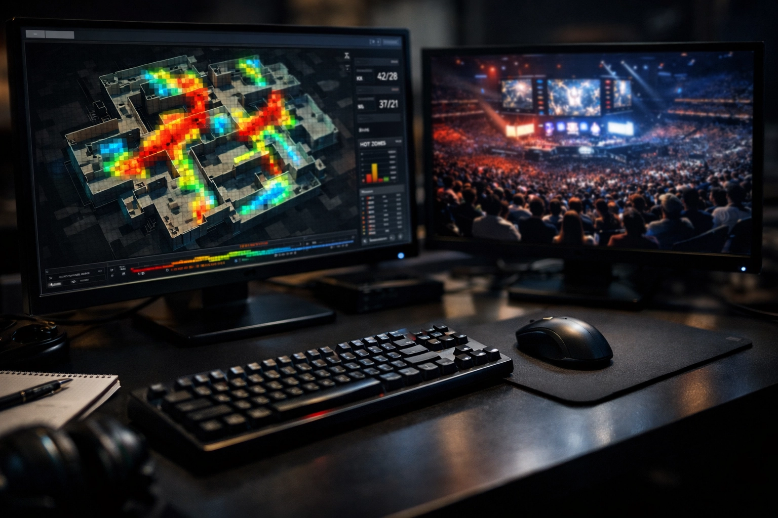 Datengestützte Live E-Sports Analysen mit Heatmaps zur Identifikation von Value-Wettmöglichkeiten.