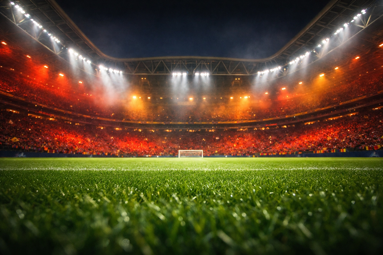 Stimmungsvoller RAMS Park in Istanbul bei Nacht für die Champions League Prognose Galatasaray gegen Liverpool.