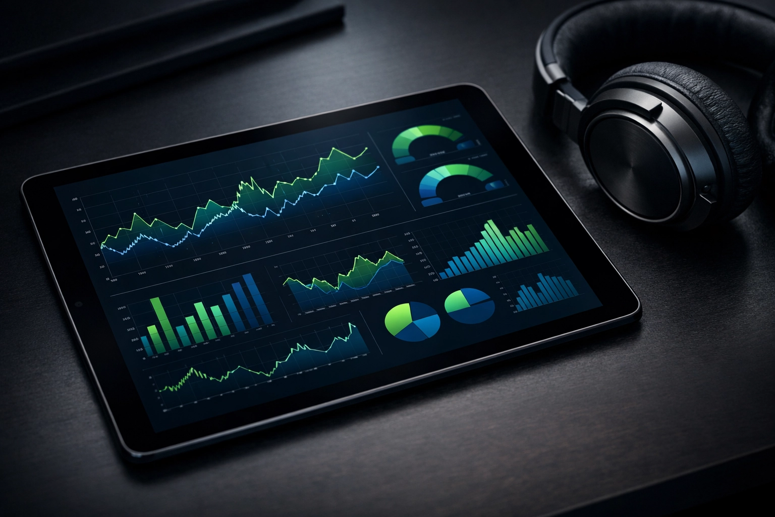 Digitale Datenanalyse von Quotenbewegungen und E-Sports Statistiken auf einem Tablet-Dashboard.