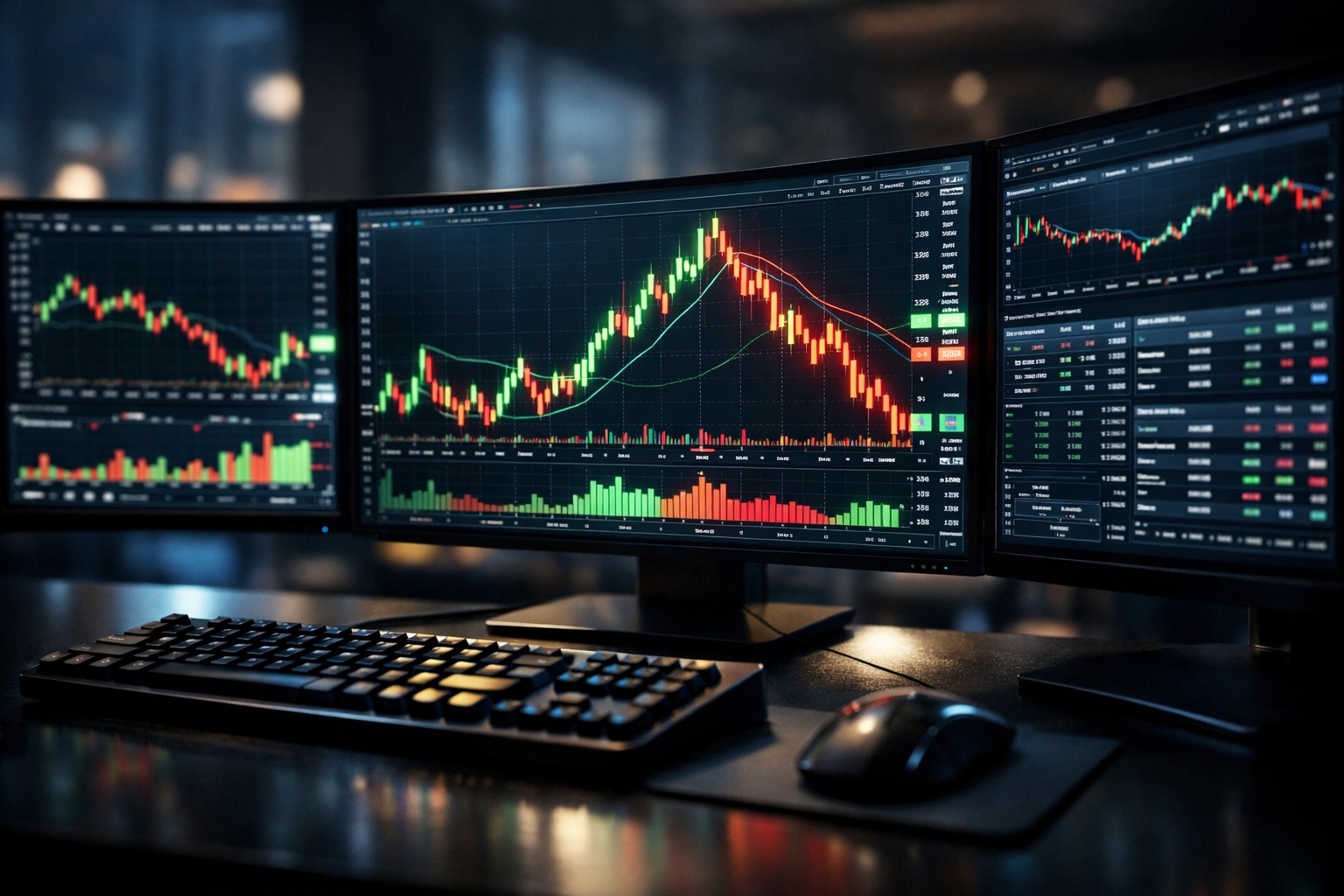 Professionelle Analyse digitaler Marktbewegungen und Quotenverläufe auf Monitoren.
