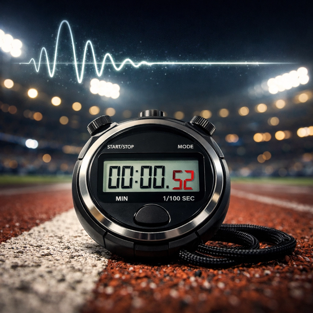 Digitale Stoppuhr im Stadion symbolisiert den perfekten Zeitpunkt für den Closing Line Value.