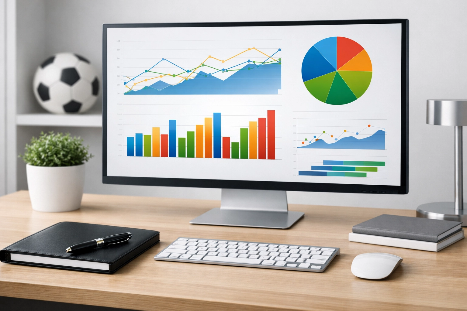 Analyse-Arbeitsplatz mit Statistiken zur Bewertung der Marktentwicklung bei Sportwetten in Deutschland.