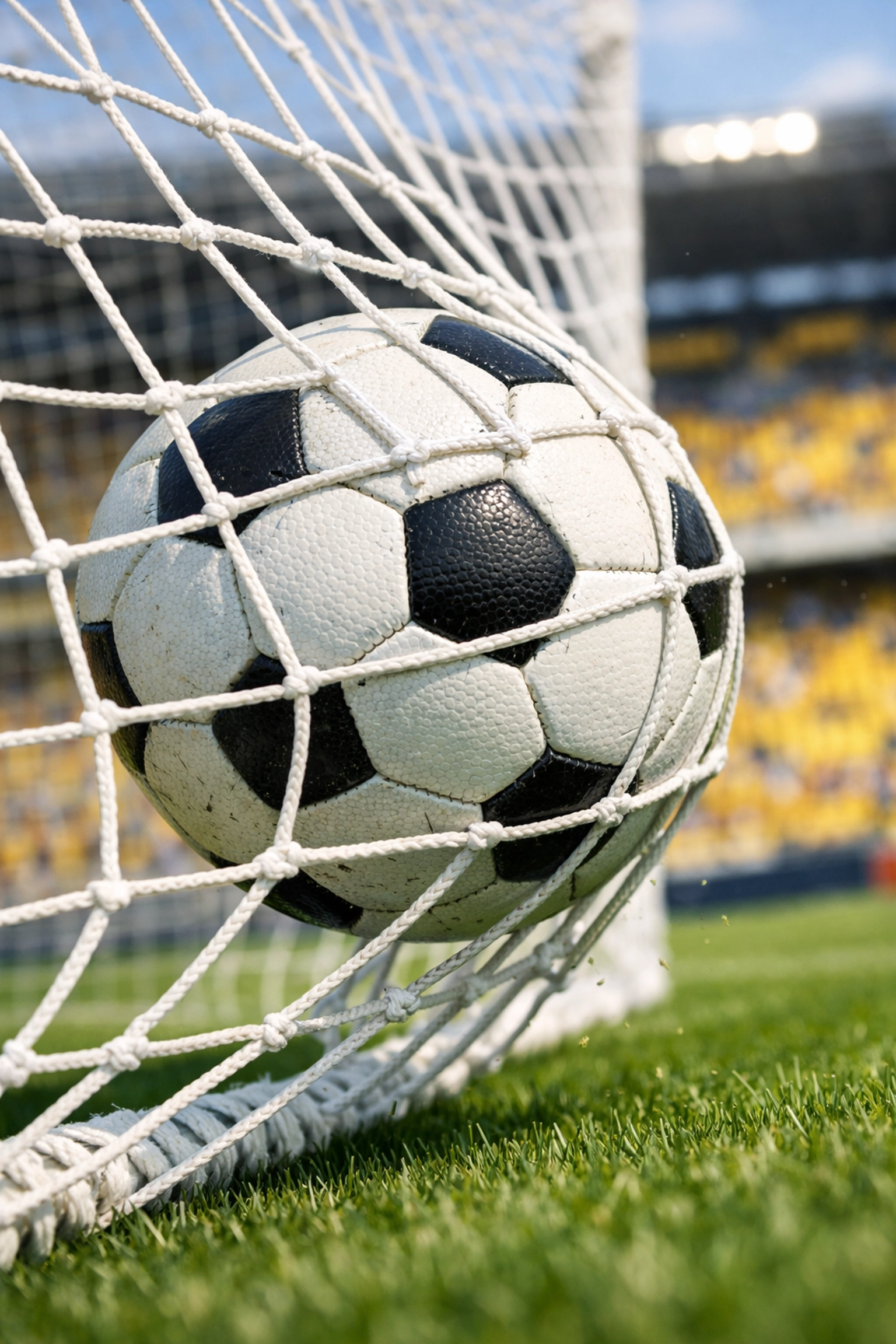 Villarreal xG-Analyse: Fußball im Tornetz des Estadio de la Cerámica vor dem Spiel gegen Elche.