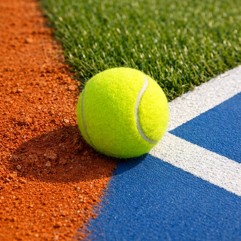 Vergleich der Tennis-Beläge Sandplatz, Rasen und Hartplatz für die ATP und WTA Analyse.