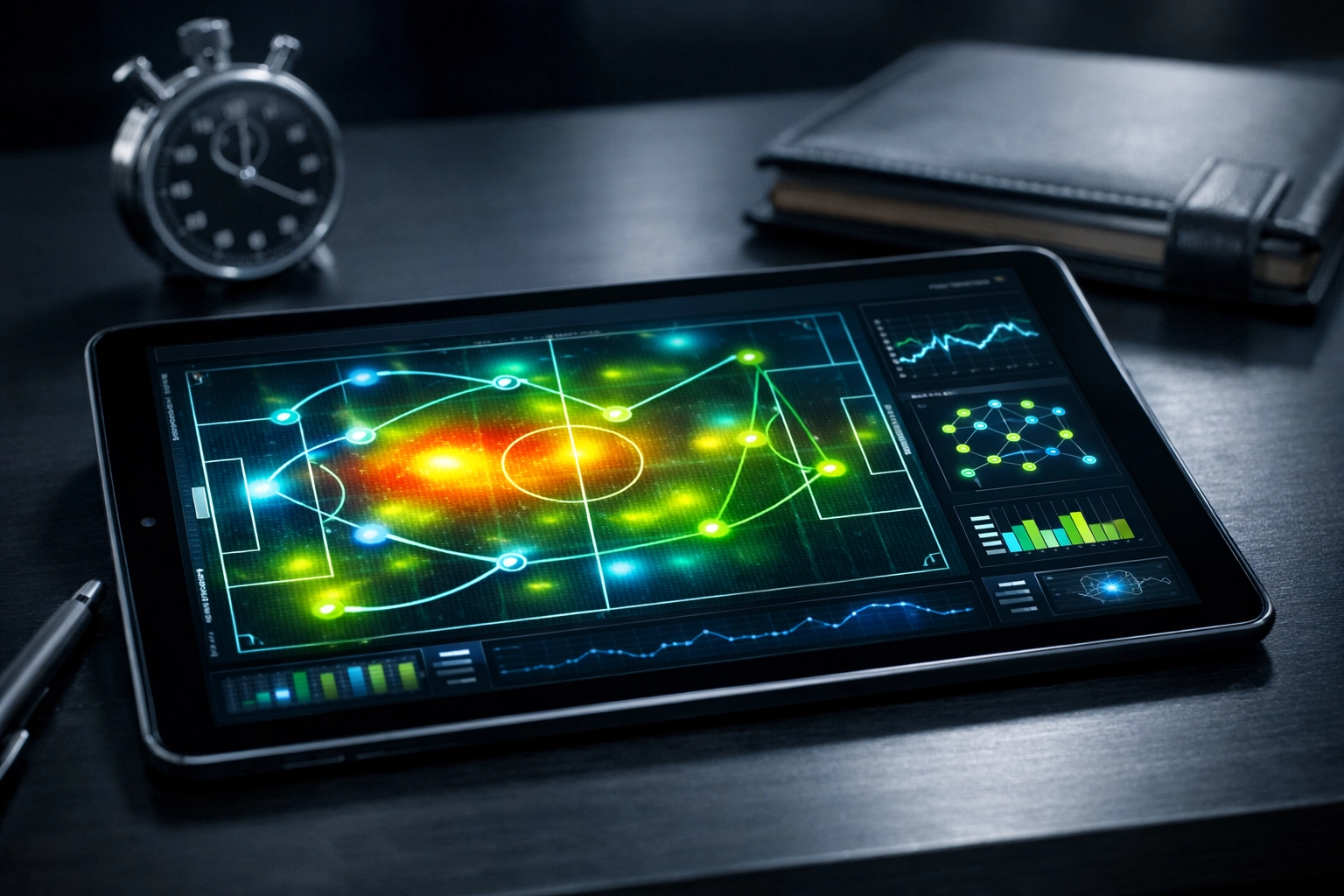 Taktik-Dashboard auf einem Tablet für präzise Fußball-Analysen und Sportwetten Tipps heute.
