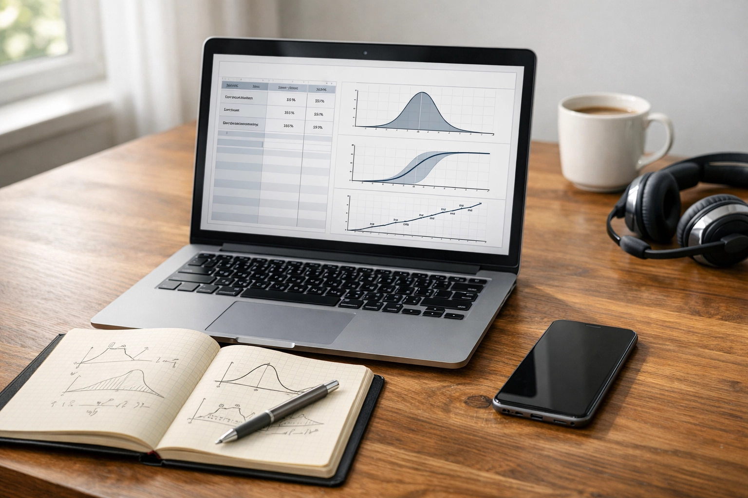 Datengestützte E-Sports Analyse mit Wahrscheinlichkeitsmodellen auf einem Laptop.