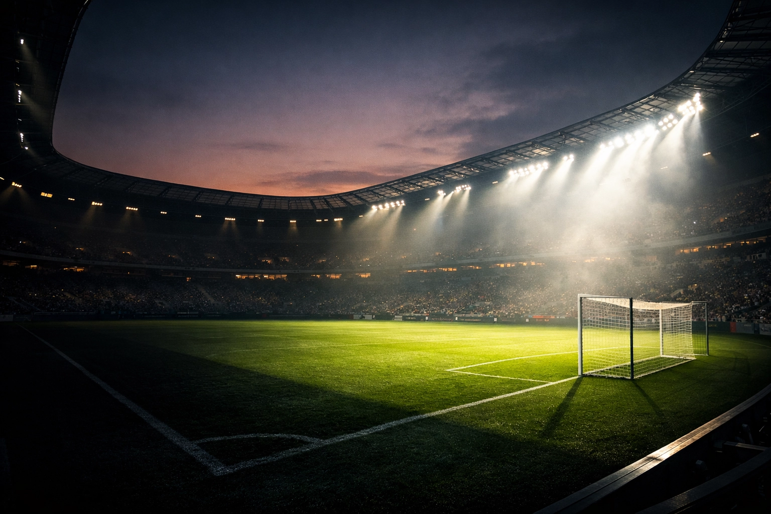 Bundesliga-Stadion unter Flutlicht zur Vorschau Augsburg gegen Hoffenheim.