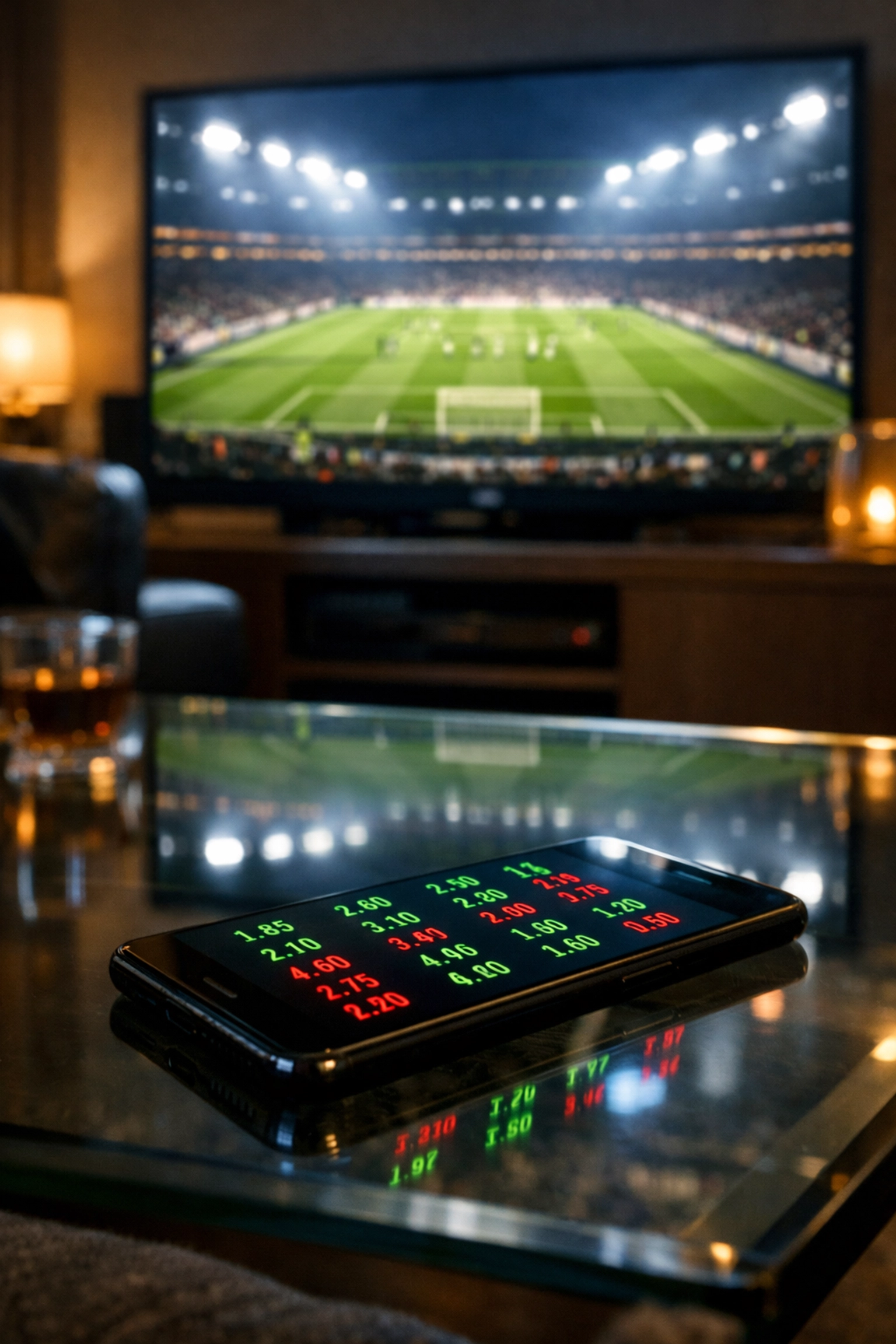 Professionelle Quotenanalyse und Bundesliga Sportwetten-Tipps in einer Sport-Lounge-Atmosphäre.