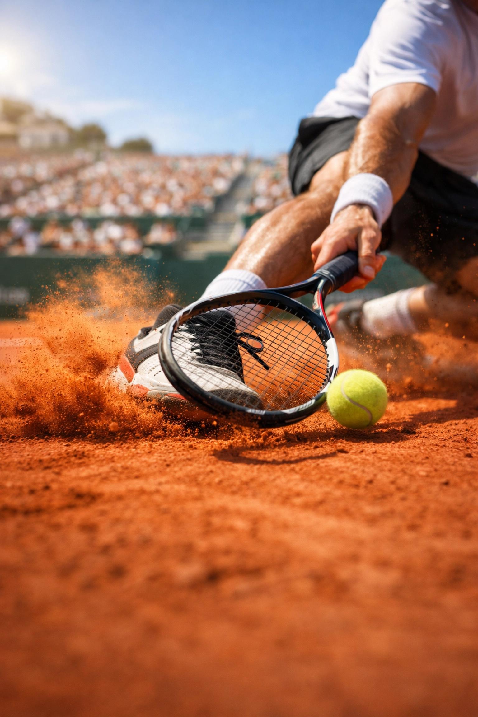 Tennisspieler beim Sliding auf Sand in Monte Carlo für Tennis Wett Tipps.