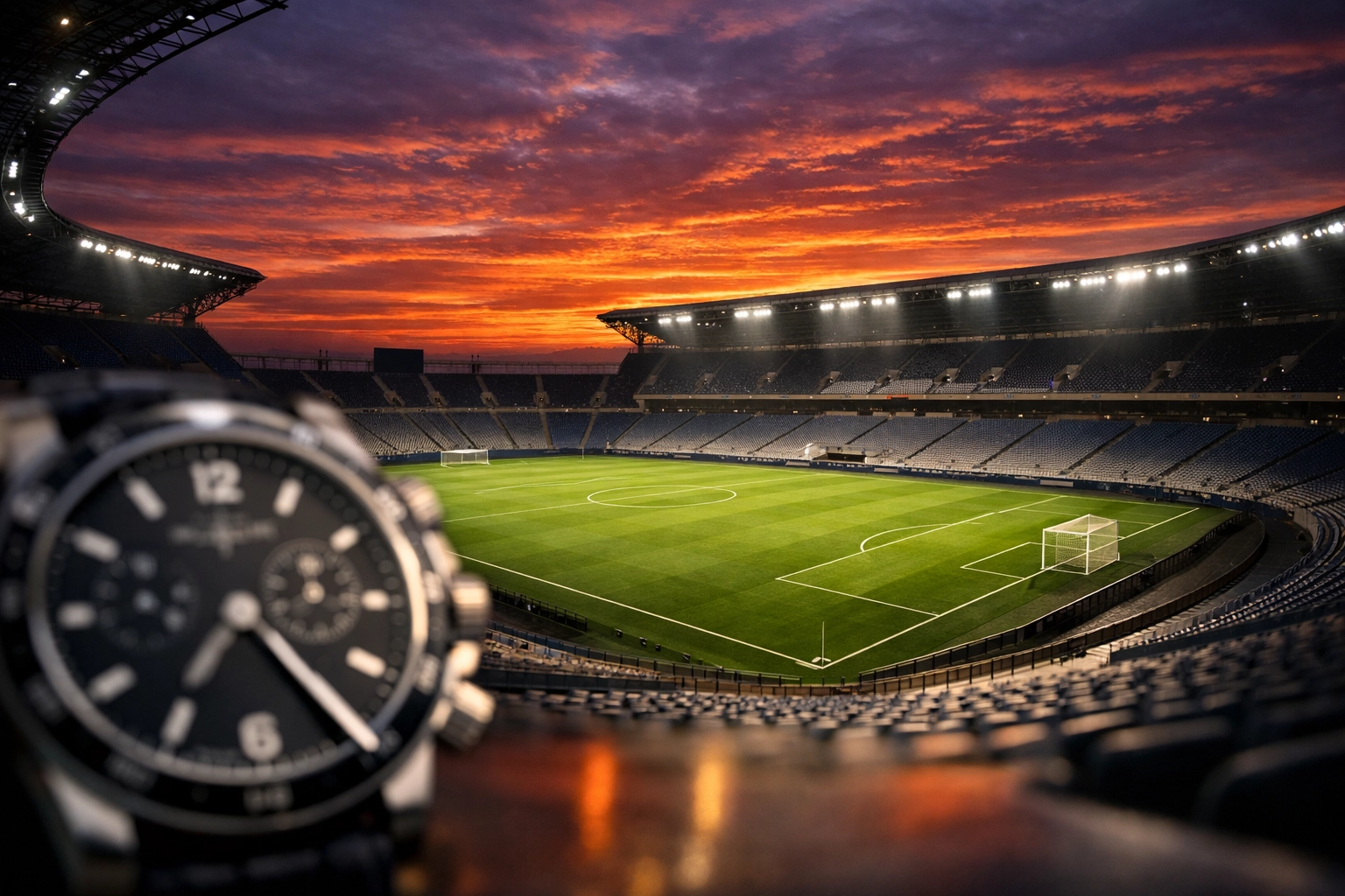 Präzises Timing bei der Analyse von xG-Daten vor dem Spiel in einem Fußballstadion.