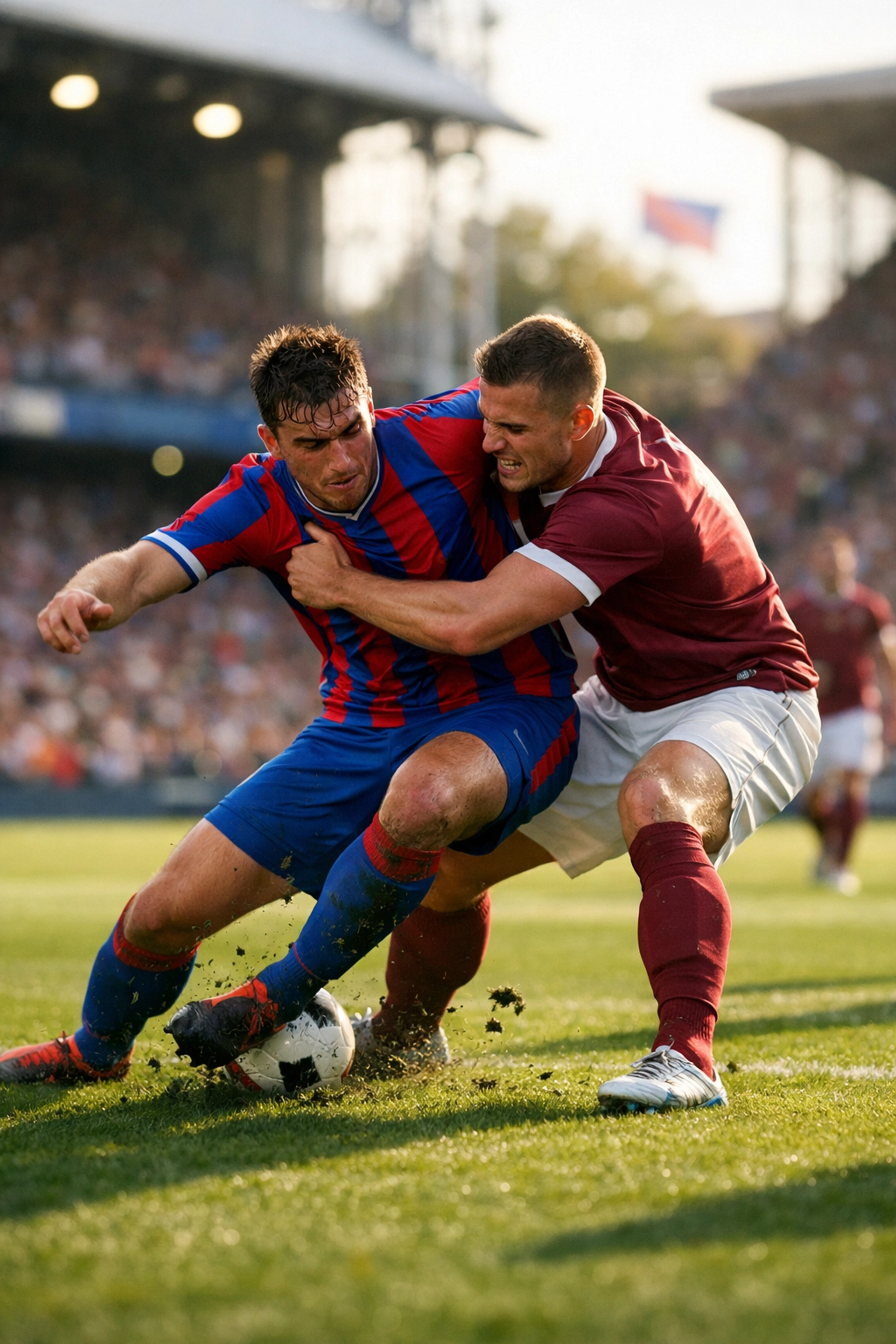Zweikampf im Strafraum während des Premier League Derbys Crystal Palace gegen West Ham United.