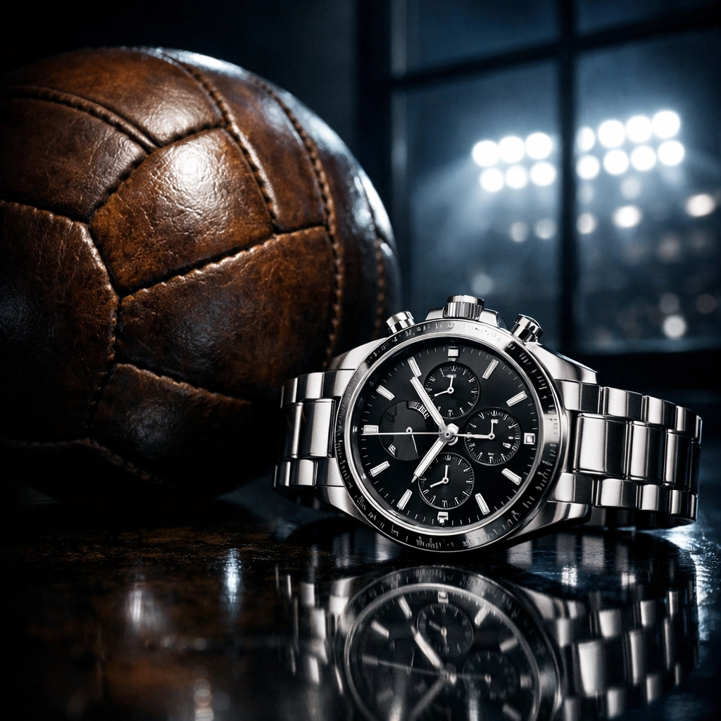 Armbanduhr und Fußball als Symbol für präzises Timing bei der Wettmarkt-Analyse.